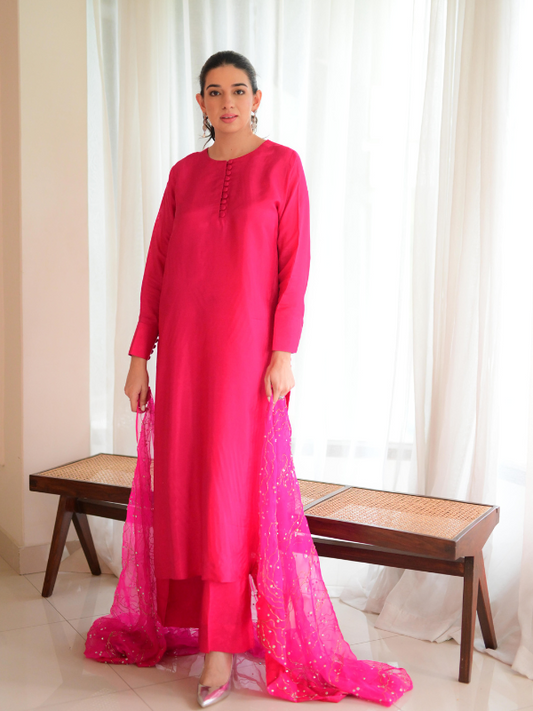 Neon Pink Silk Set