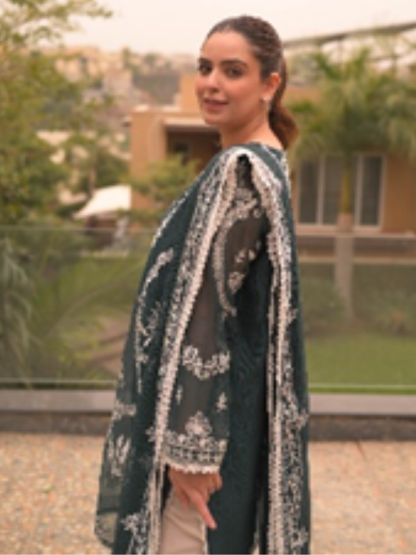 Embroidery-Lined shirt & dupatta-Cotton net