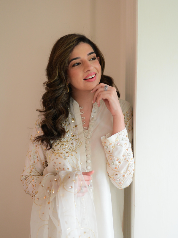 Cream White Silk Set