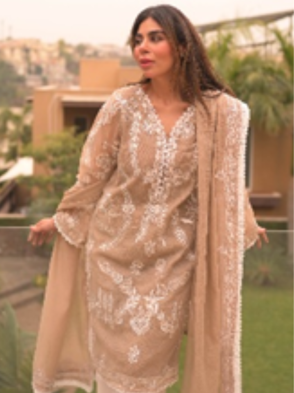 Embroidery-Lined shirt & dupatta